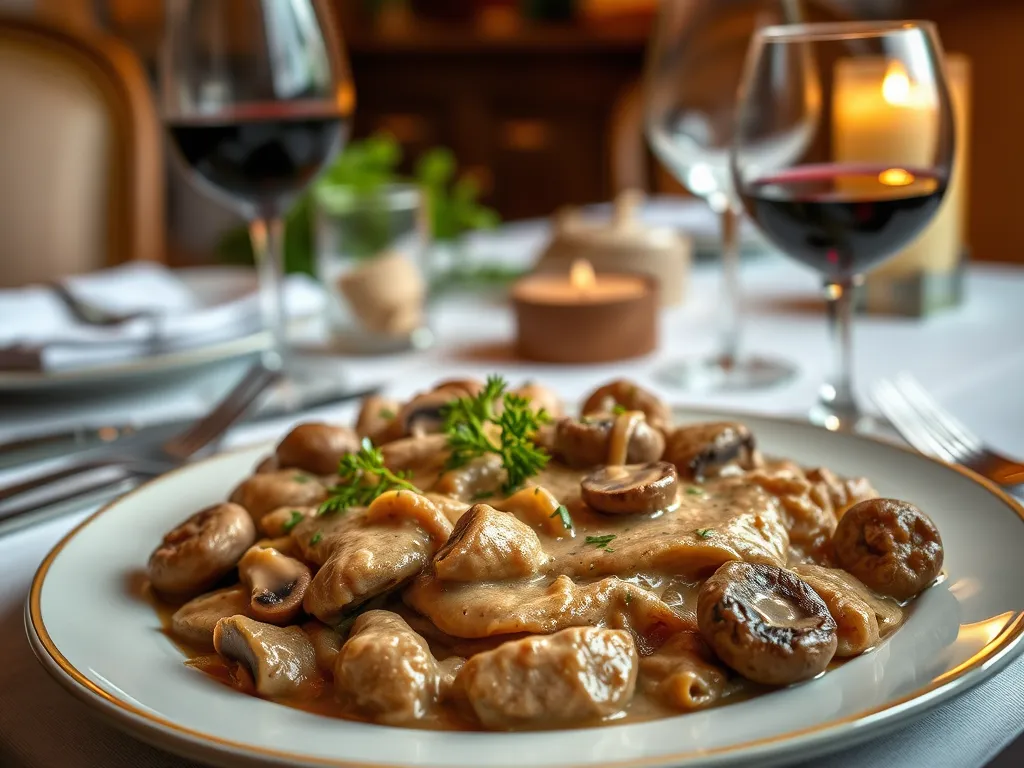 Strogonow ze schabu z papryką i pieczarkami – przepis