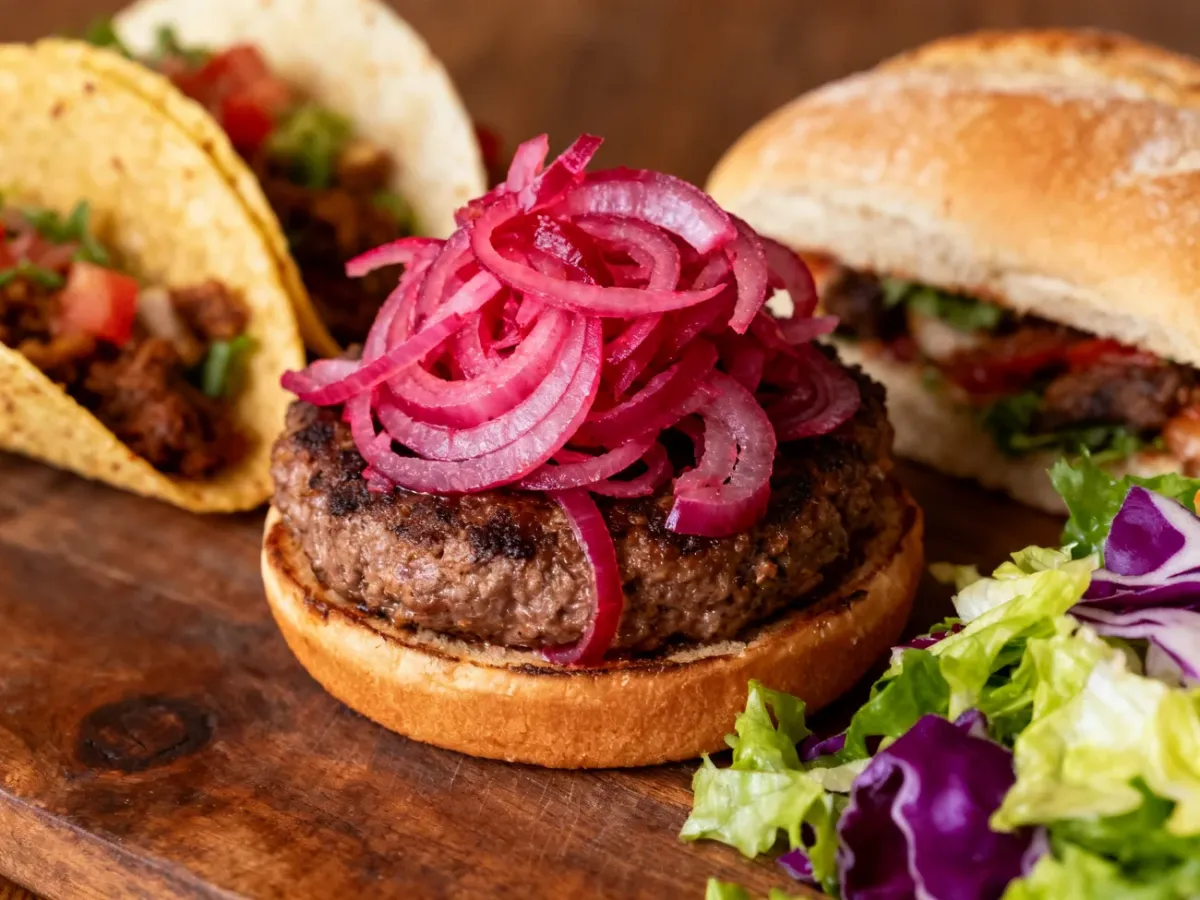 Kiszona cebula jako dodatek do burgera, tacos, kanapki i sałatki